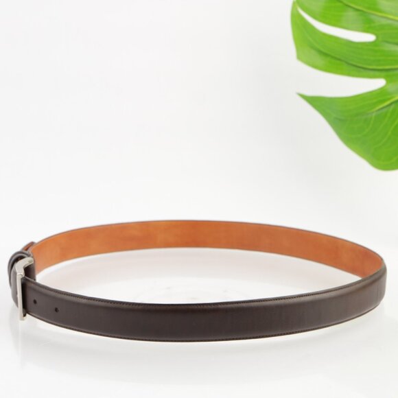 BKE Mens Belt Size 38 Dark Brown Leather Business Casual Silver Tone Buckle - Picture 6 of 12